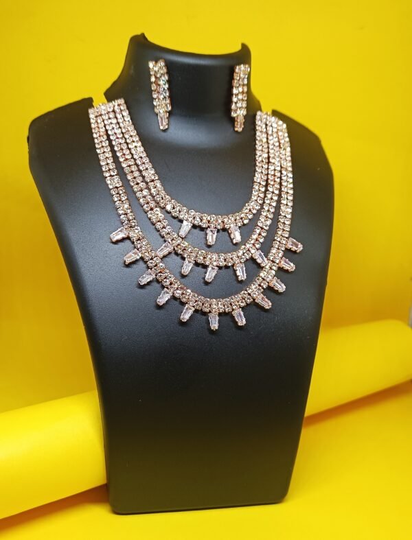Royal Radiance Three Layer Necklace with Earring