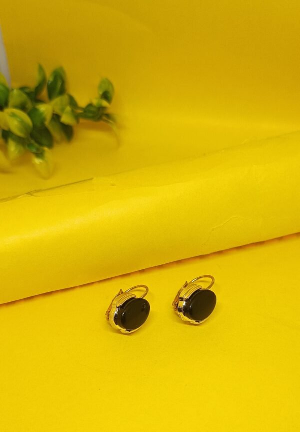 Ethereal Moonstone Stud Black Stone Earring