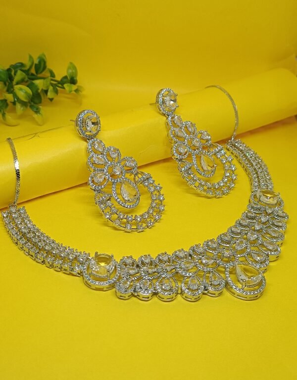 Elegant Diamond-Encrusted AD Set with Matching Earrings