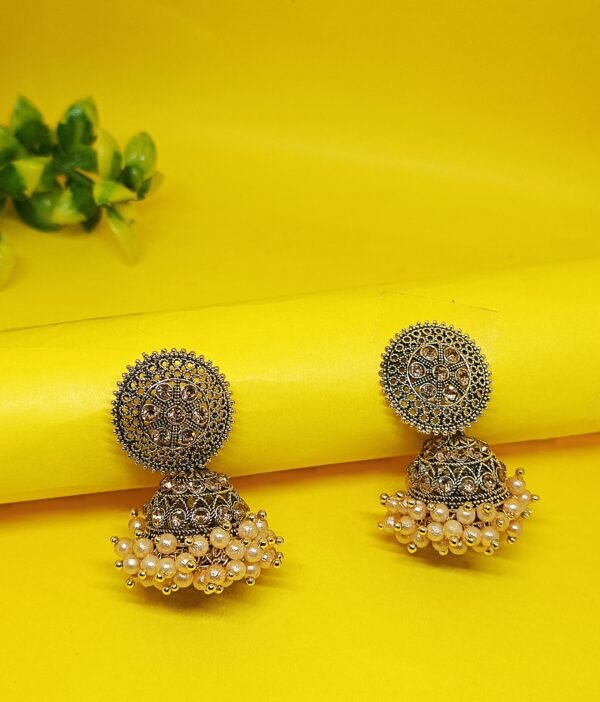 Antique Gold Pearl Jhumka