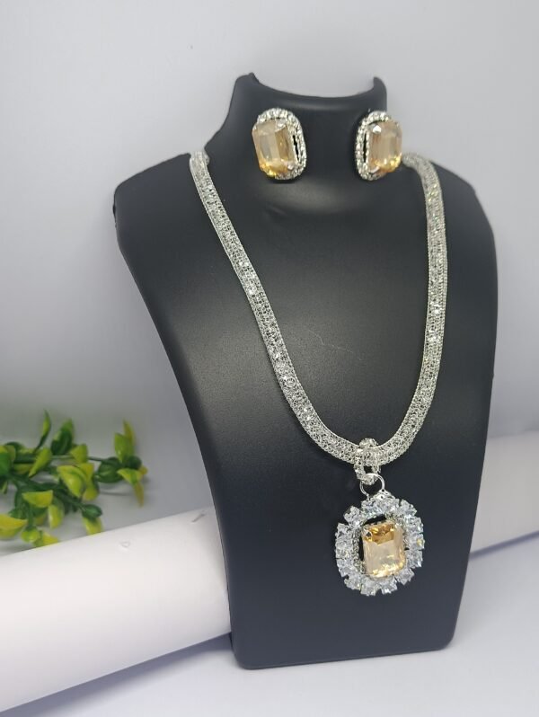 Royal crystal Radiance Necklace & Earring Set  (Yellow)