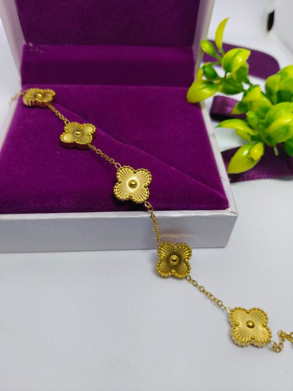 Golden Clover Flower Bracelet